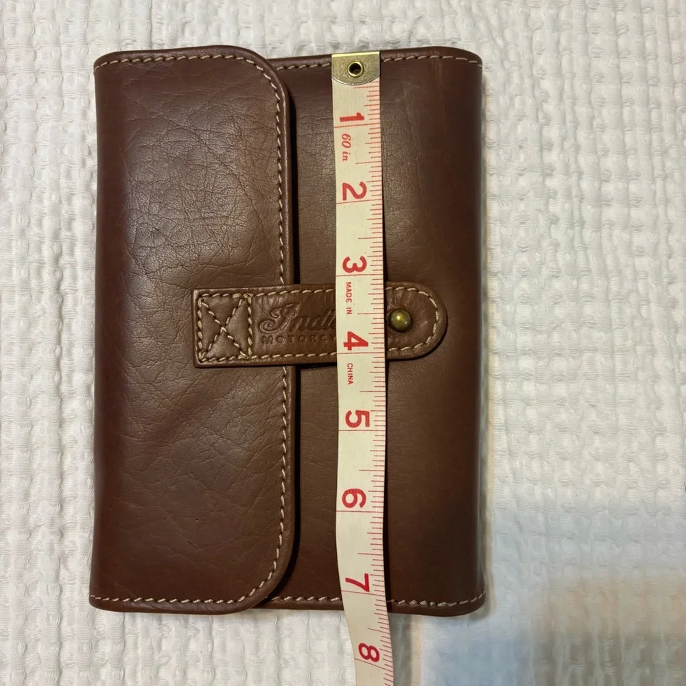 Indian Motorcycle Brown Leather Trifold Travel Organizer Wallet